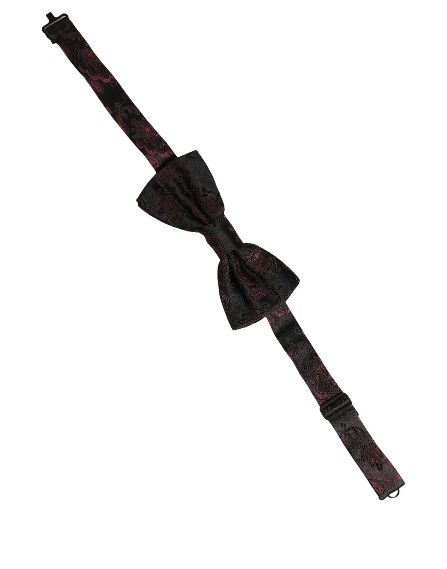 Dolce & Gabbana Burgundy Paisley Silk Adjustable Neck Papillon Bow Tie