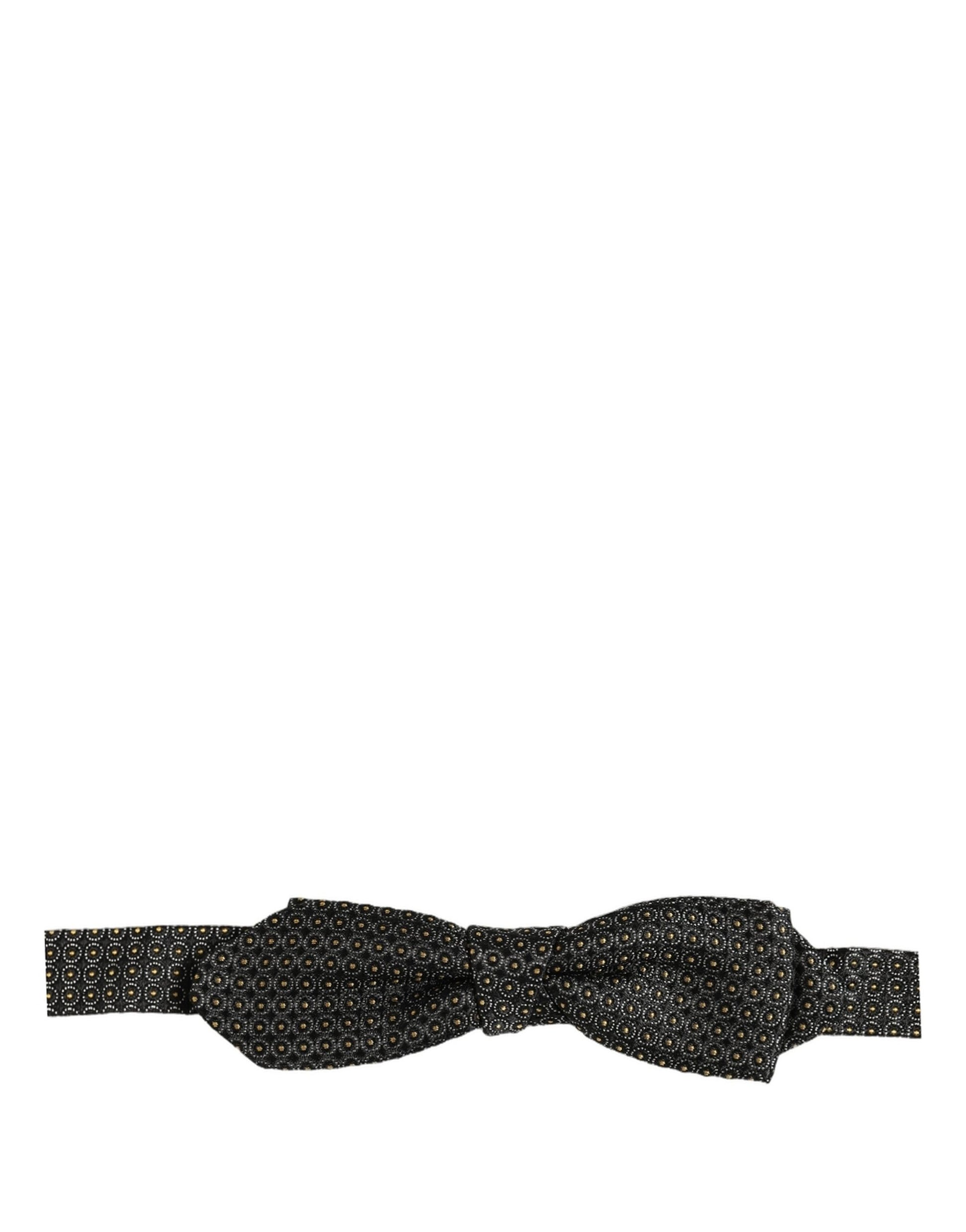 Dolce & Gabbana Men Black Dotted Silk Adjustable Neck Papillon Bow Tie