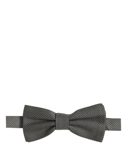 Dolce & Gabbana Men Gray Silk Patterned Adjustable Neck Papillon Bow Tie