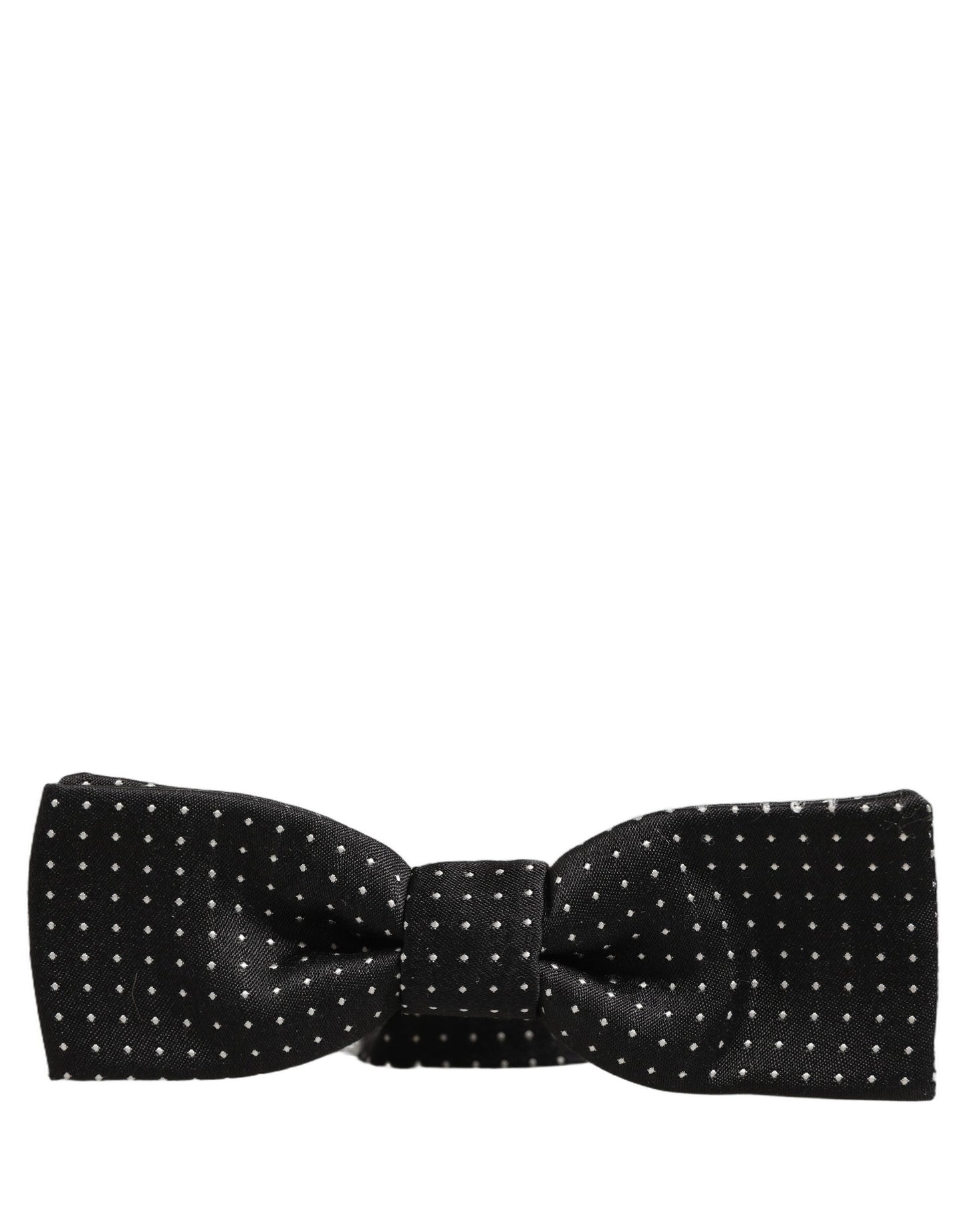 Dolce & Gabbana Black White Polka Dot Adjustable Neck Papillon Bow Tie