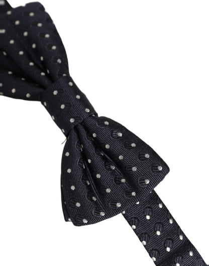 Dolce & Gabbana Black White Polka Dot Adjustable Neck Papillon Bow Tie