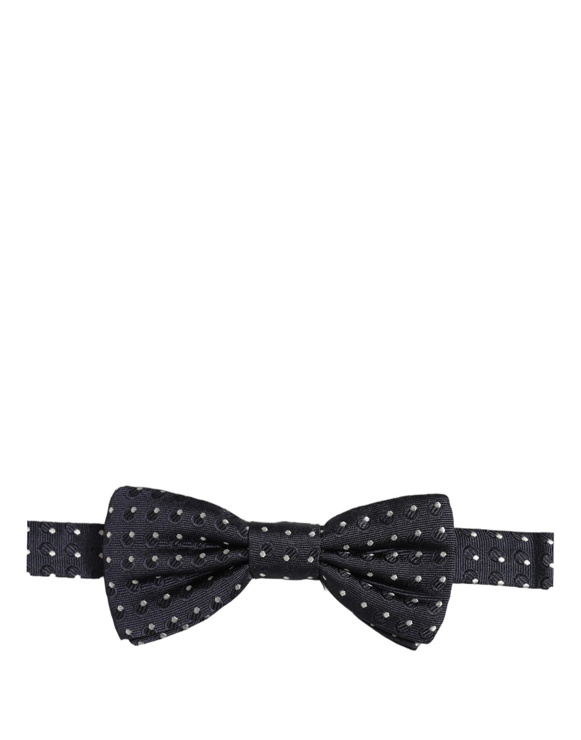 Dolce & Gabbana Black White Polka Dot Adjustable Neck Papillon Bow Tie