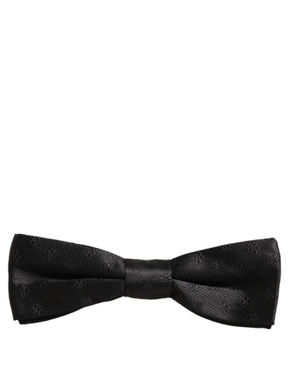 Dolce & Gabbana Men Black Floral Silk Adjustable Neck Papillon Bow Tie