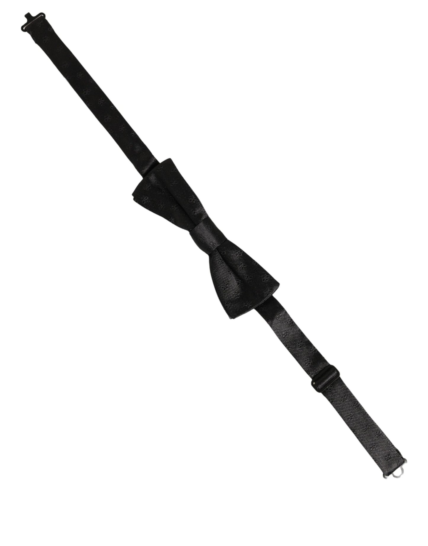 Dolce & Gabbana Men Black Floral Silk Adjustable Neck Papillon Bow Tie