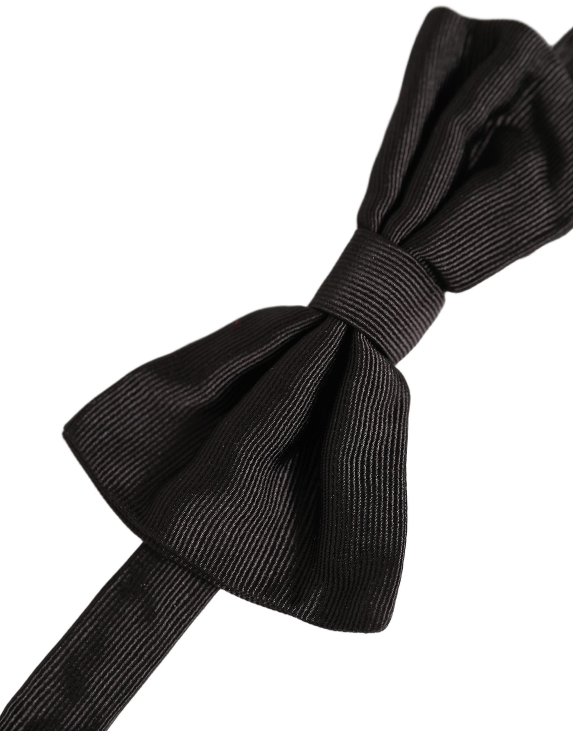 Dolce & Gabbana Men Black 100% Silk Adjustable Neck Papillon Bow Tie