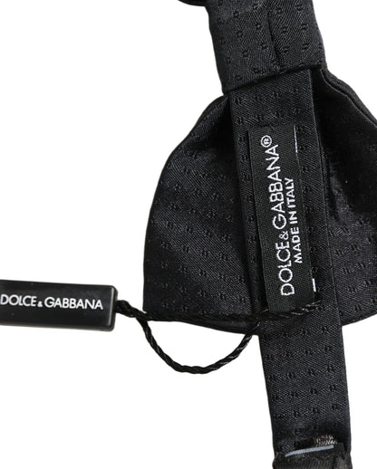 Dolce & Gabbana Men Black 100% Silk Adjustable Neck Papillon Bow Tie
