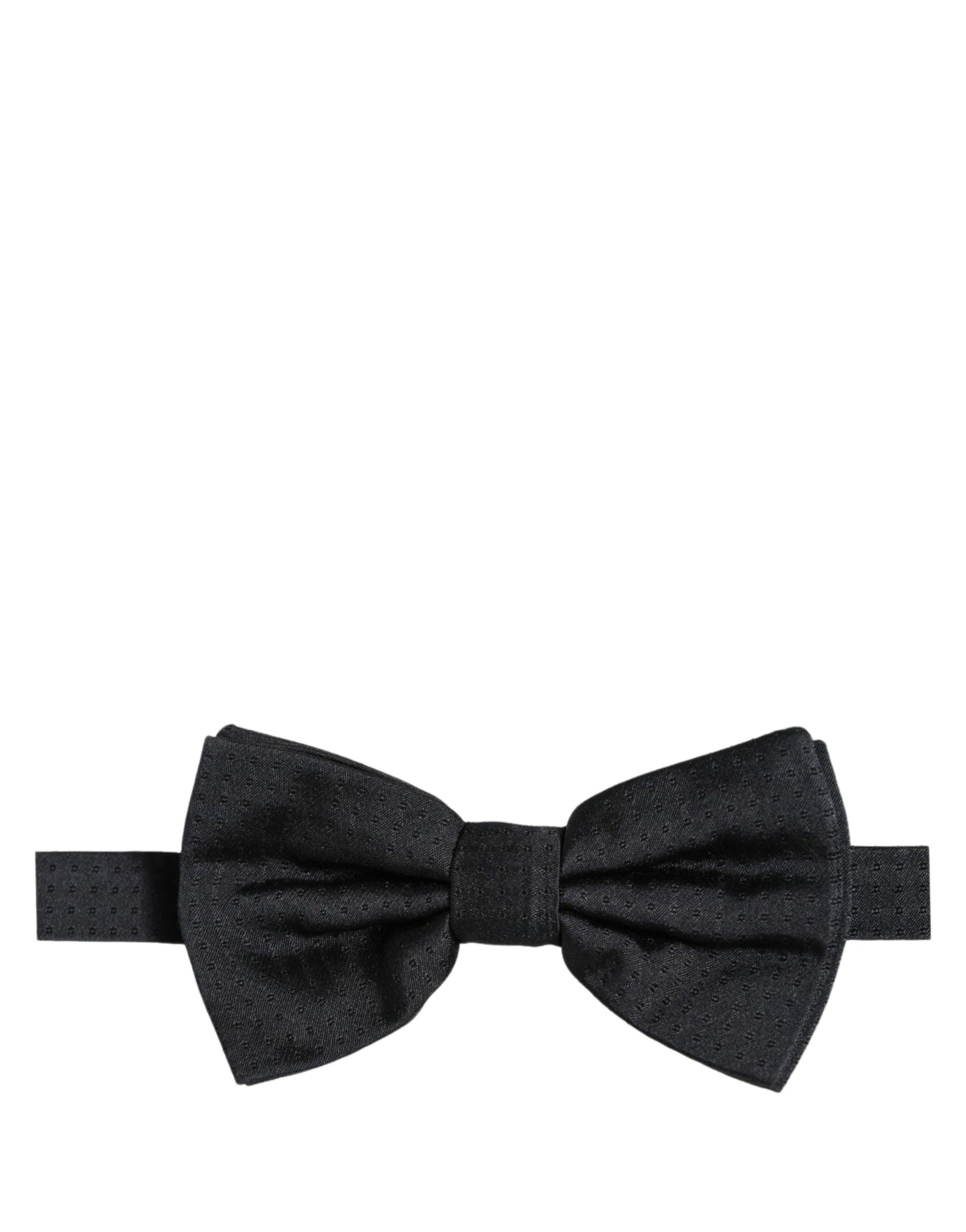 Dolce & Gabbana Men Black 100% Silk Adjustable Neck Papillon Bow Tie