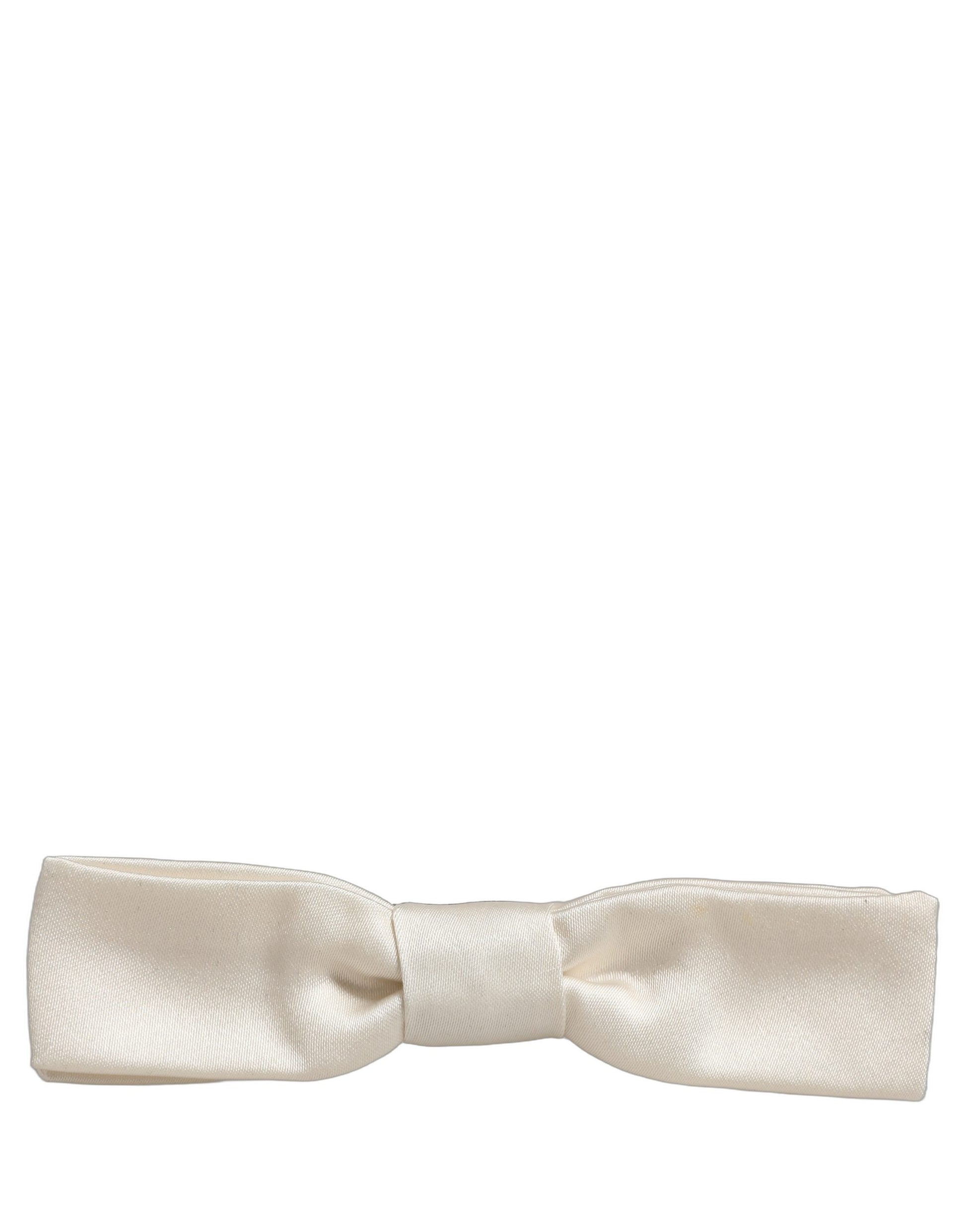 Dolce & Gabbana Men White 100% Silk Adjustable Neck Papillon Bow Tie