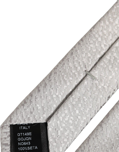 Dolce & Gabbana Men Gray 100% Silk Textured Adjustable Tied Necktie