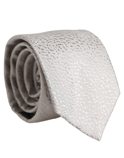 Dolce & Gabbana Men Gray 100% Silk Textured Adjustable Tied Necktie