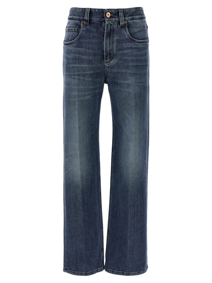 Brunello Cucinelli Blue Cotton Relaxed Fit Jeans