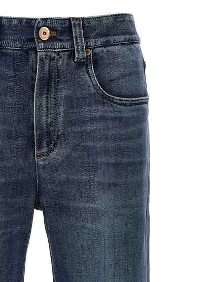 Brunello Cucinelli Blue Cotton Relaxed Fit Jeans