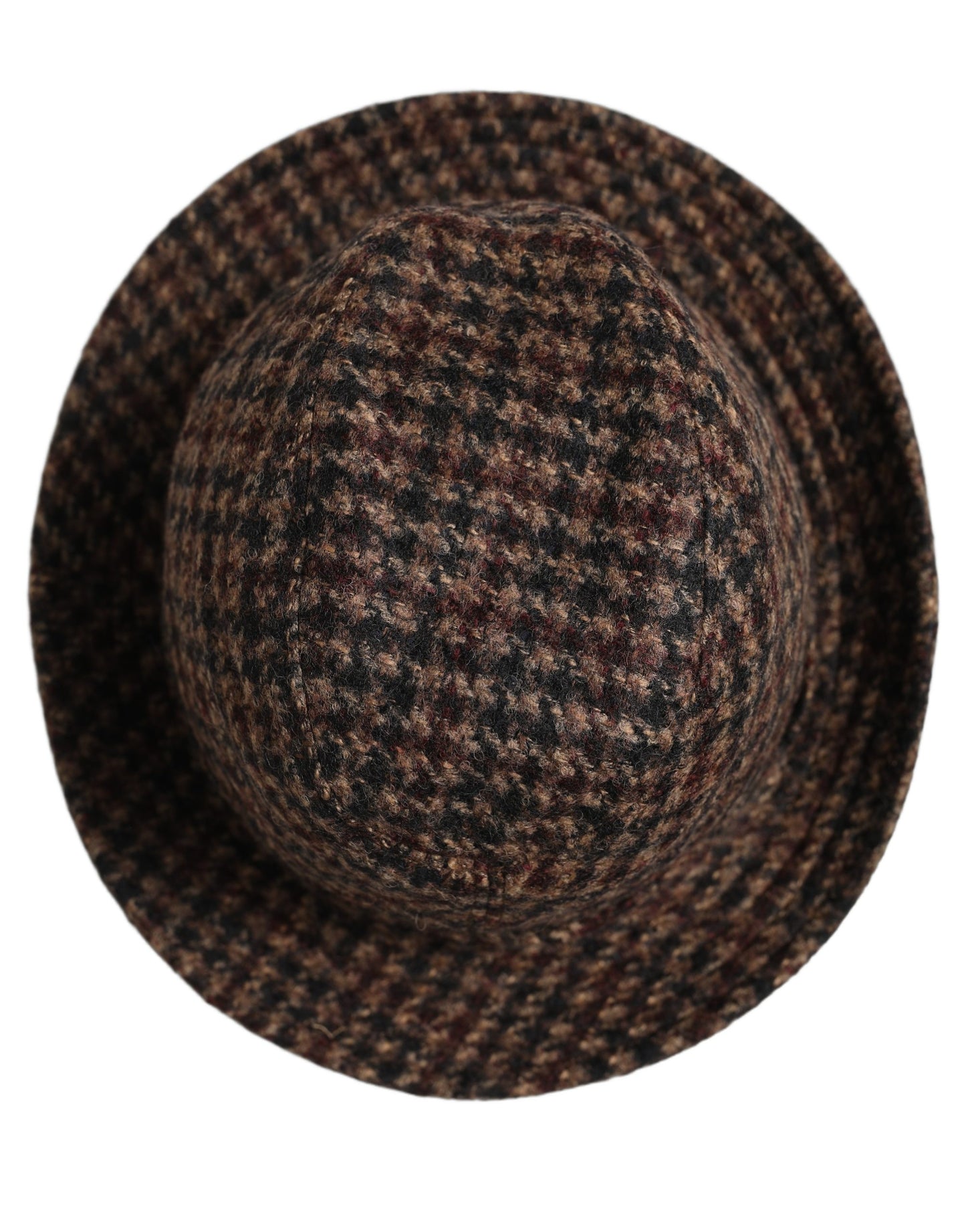 Dolce & Gabbana Brown Checkered Wool Tweed Fedora Capello Hat
