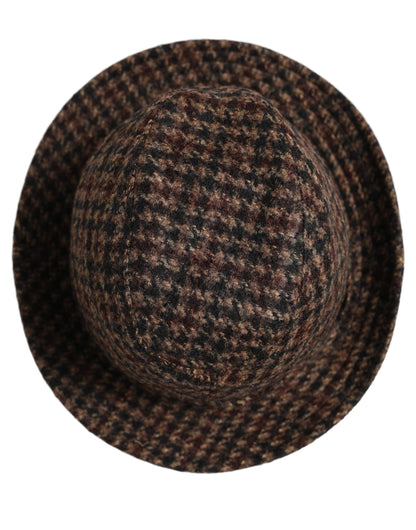 Dolce & Gabbana Brown Checkered Wool Tweed Fedora Capello Hat