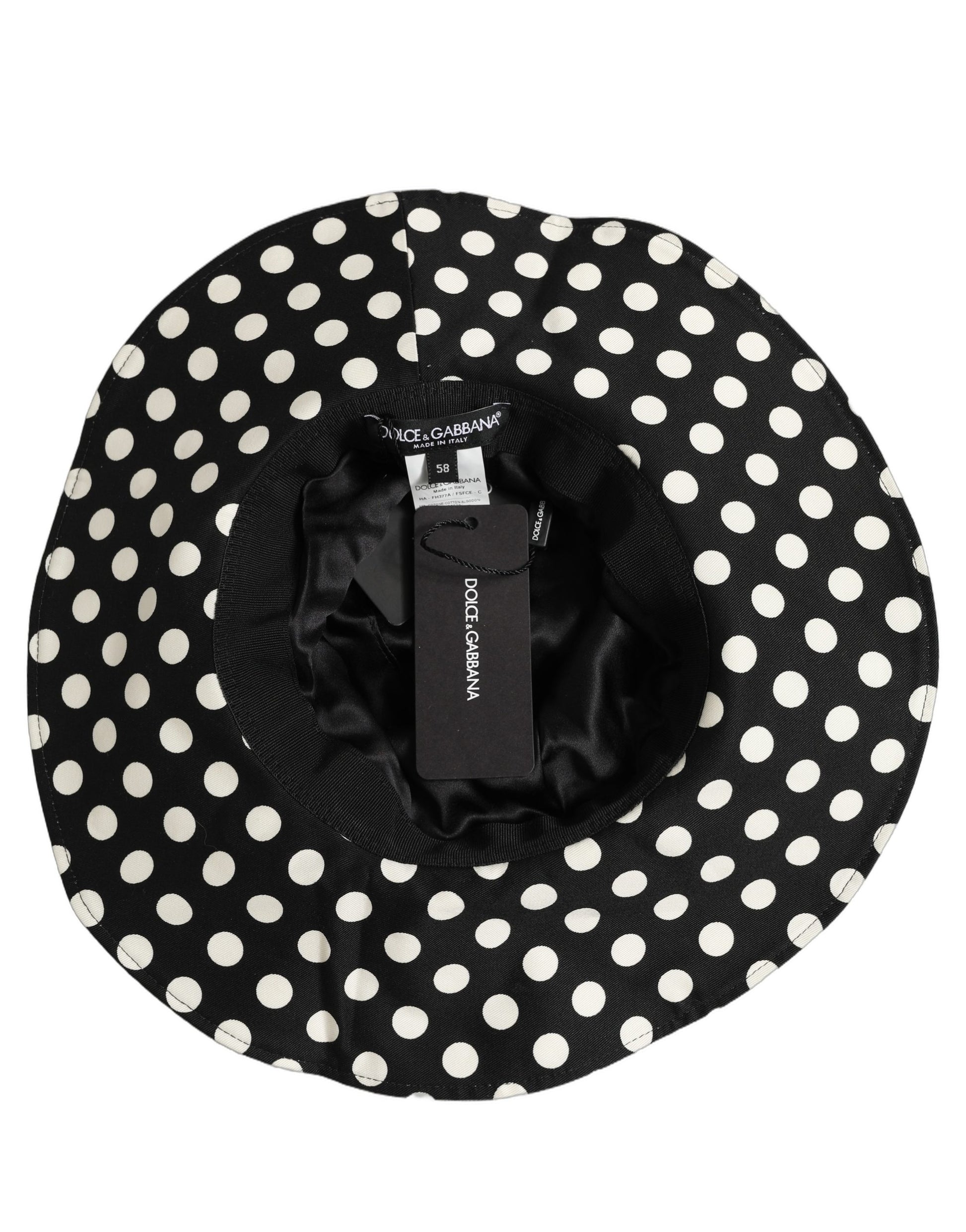 Dolce & Gabbana Black White Polka Dot Cotton Bucket Capello Hat
