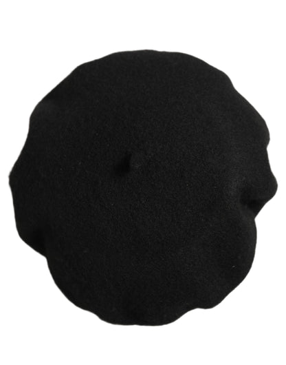 Dolce & Gabbana Black Wool French Style Beret Capello Hat
