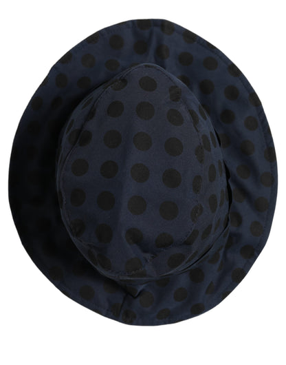 Dolce & Gabbana Blue Black Polka Dot Cotton Bucket Capello Hat