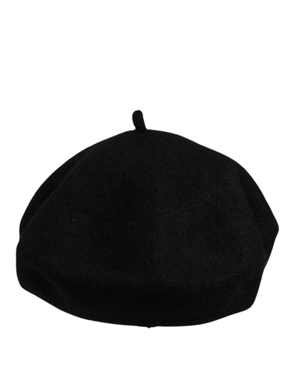 Dolce & Gabbana Black Wool French Style Beret Capello Hat