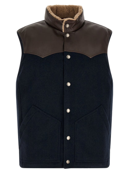 Brunello Cucinelli Blue Wool Sleeveless Jacket