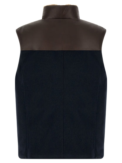 Brunello Cucinelli Blue Wool Sleeveless Jacket