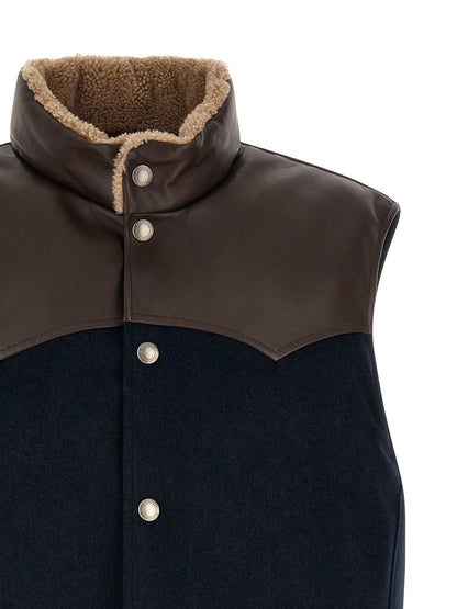 Brunello Cucinelli Blue Wool Sleeveless Jacket