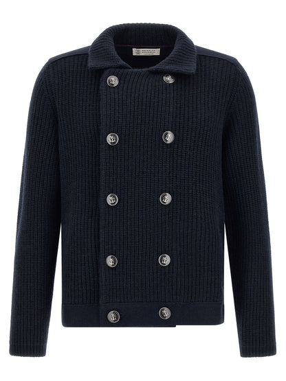 Brunello Cucinelli Blue Cashmere Cardigan