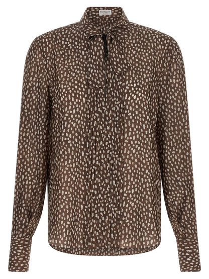 Brunello Cucinelli Brown Silk Blouse