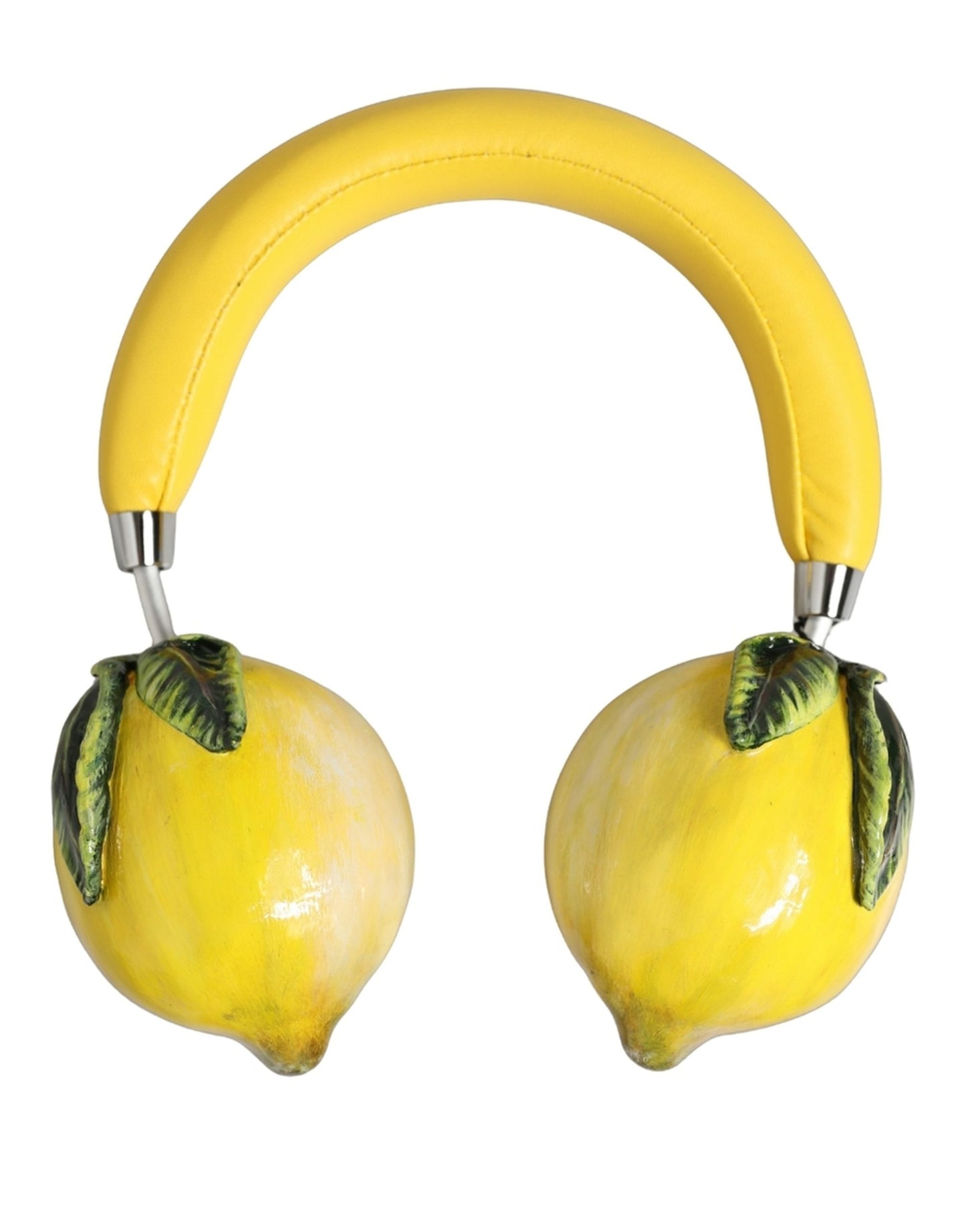 Dolce & Gabbana Yellow Vibrant Lemon Leather Headset Headphones