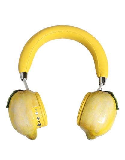 Dolce & Gabbana Yellow Vibrant Lemon Leather Headset Headphones