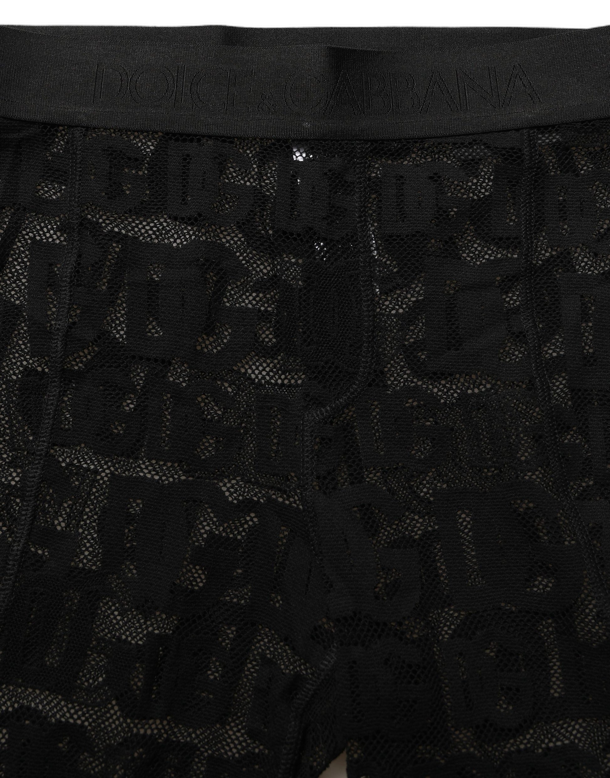 Dolce & Gabbana Black All Over Logo Print Sheer Pantyhose Underwear