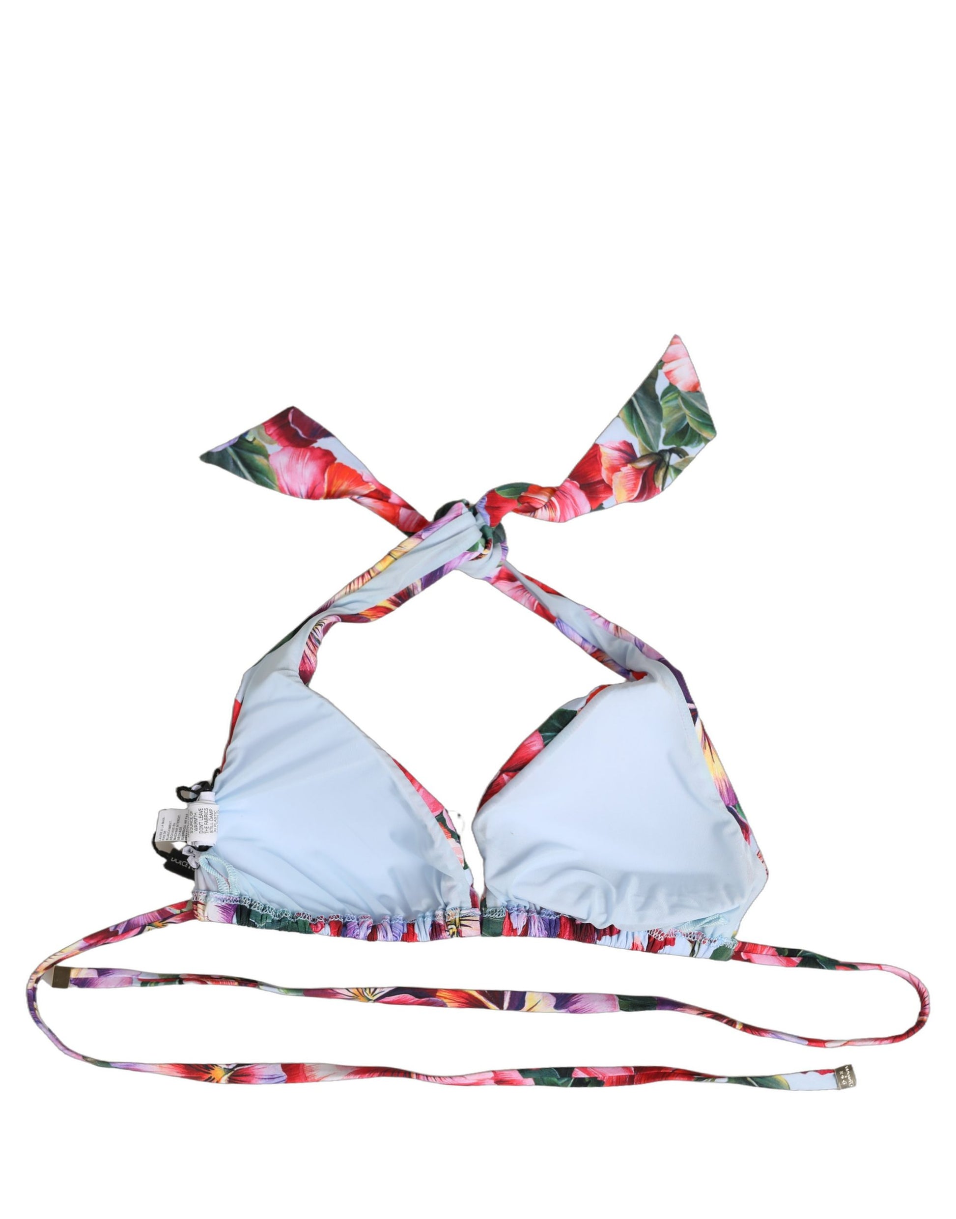 Dolce & Gabbana Multicolor Floral Triangle Beachwear Bikini Top