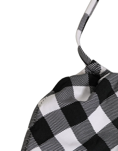 Dolce & Gabbana Black White Checkered Halter Beachwear Bikini Top