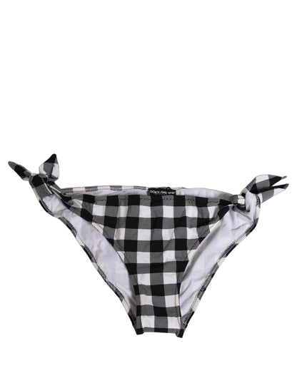 Dolce & Gabbana Black White Checkered Beachwear Bikini Bottom