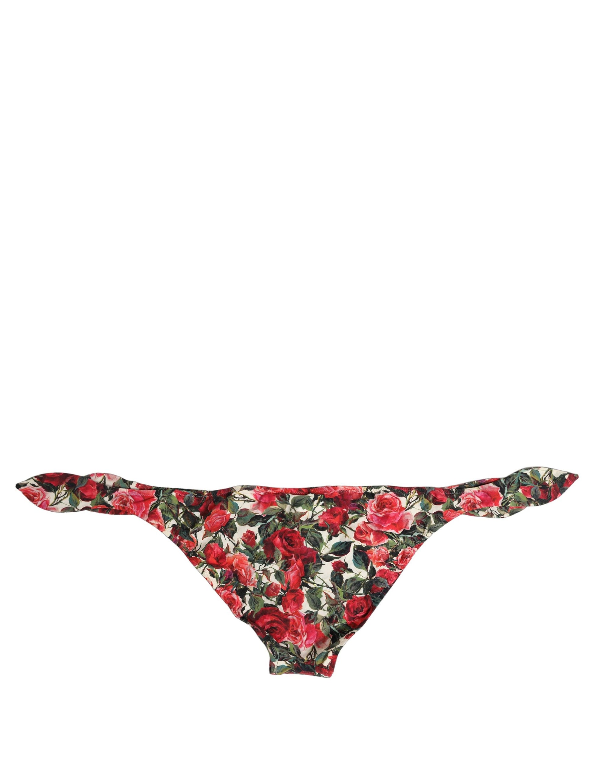 Dolce & Gabbana Multicolor Floral Print Beachwear Bikini Bottom