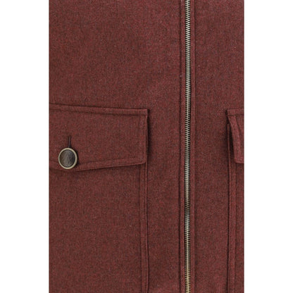 Brunello Cucinelli Bordeaux Wool Oves Aries Sleeveless Jacket