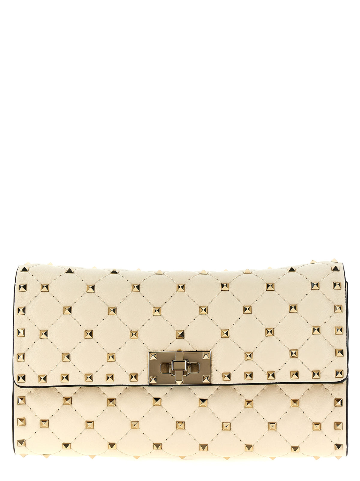 Valentino Garavani Rockstud Spike White Lamb Leather Shoulder Bag