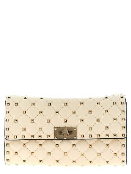 Valentino Garavani Rockstud Spike White Lamb Leather Shoulder Bag