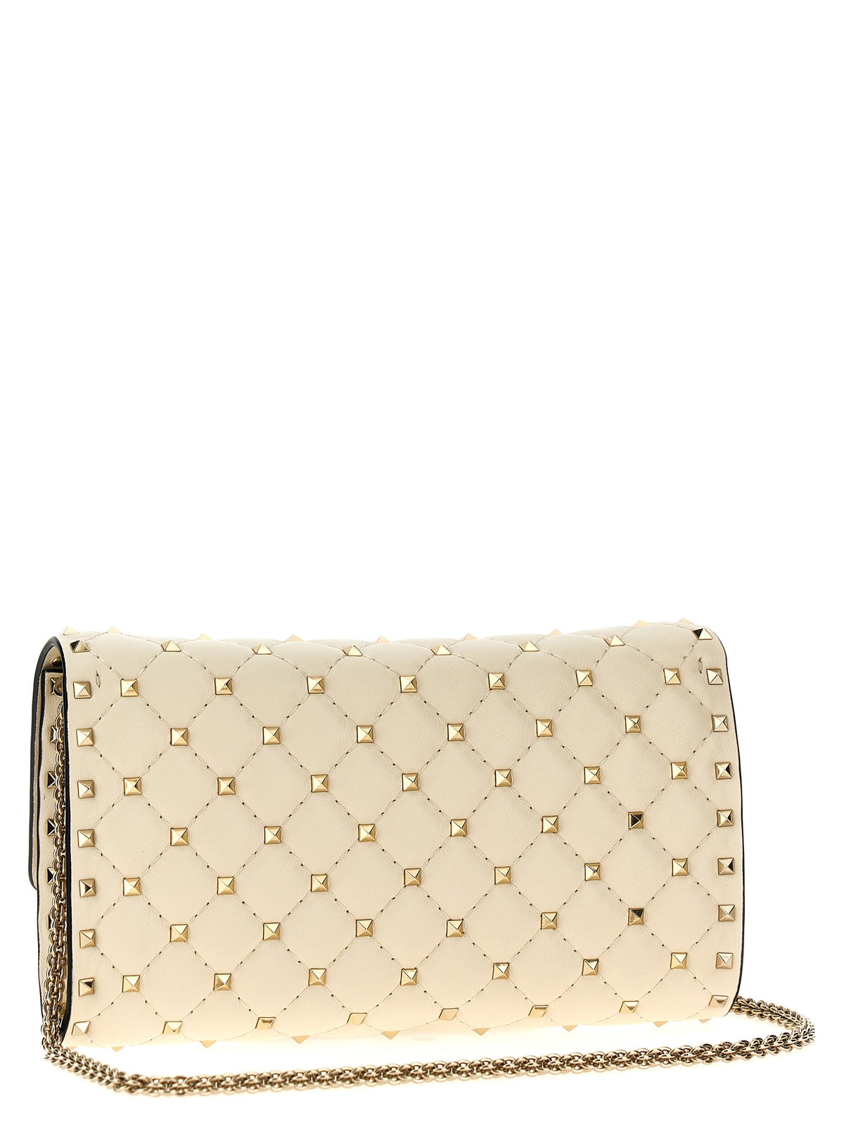 Valentino Garavani Rockstud Spike White Lamb Leather Shoulder Bag