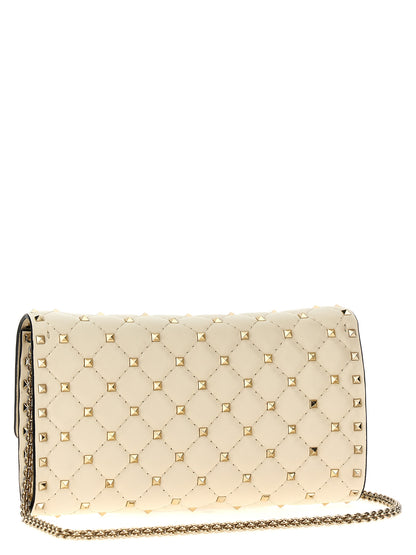 Valentino Garavani Rockstud Spike White Lamb Leather Shoulder Bag