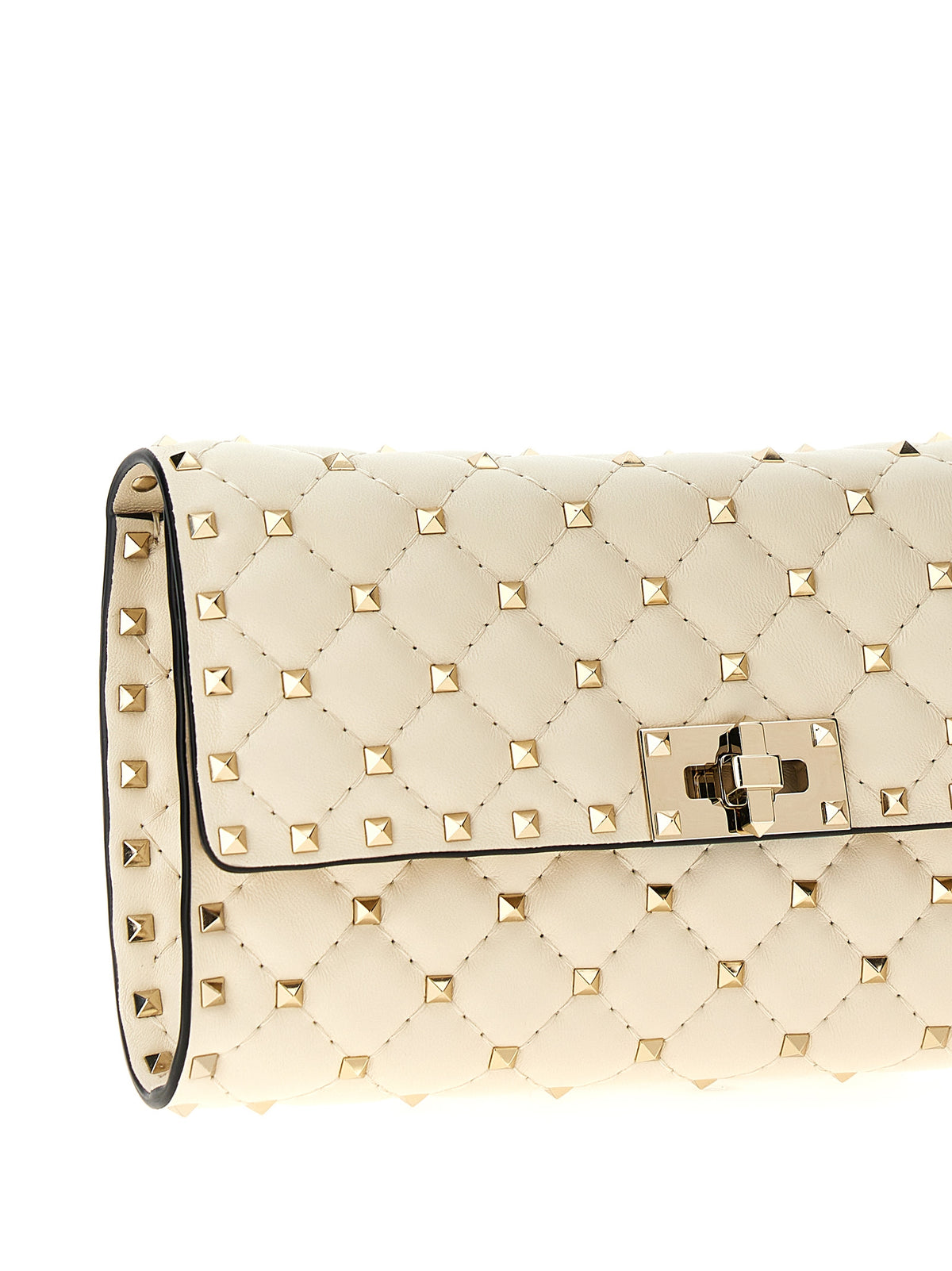 Valentino Garavani Rockstud Spike White Lamb Leather Shoulder Bag