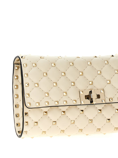 Valentino Garavani Rockstud Spike White Lamb Leather Shoulder Bag