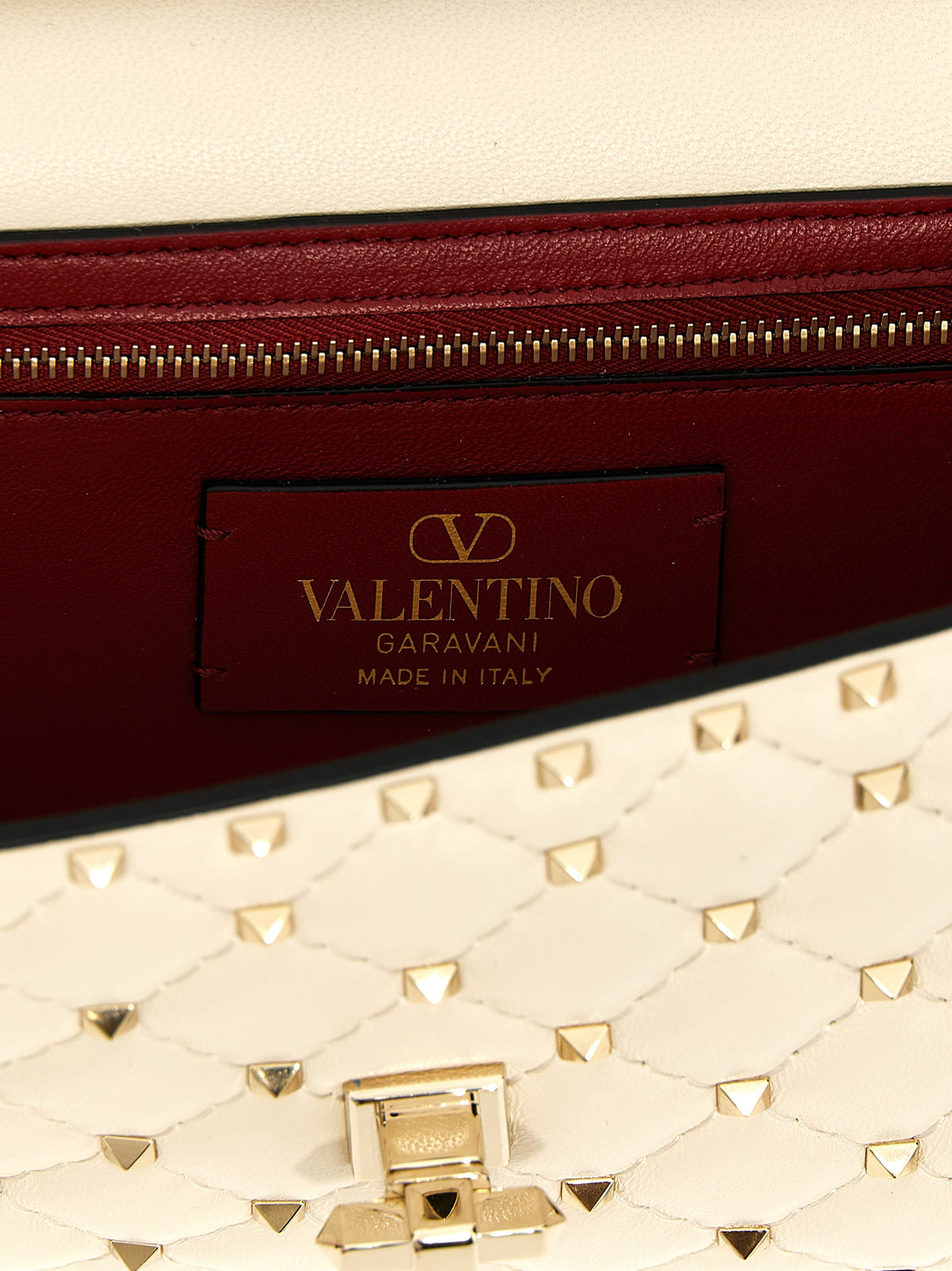 Valentino Garavani Rockstud Spike White Lamb Leather Shoulder Bag