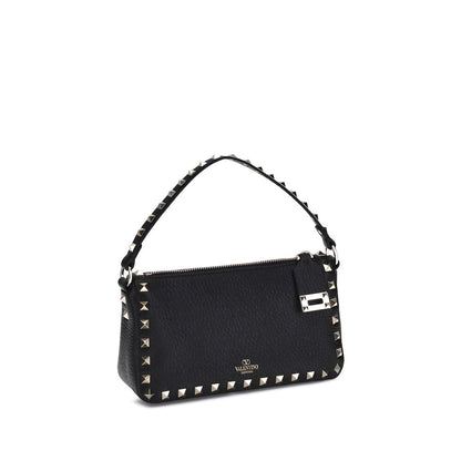 Valentino Garavani Black Calf Leather Rockstud Bos Taurus Shoulder Bag