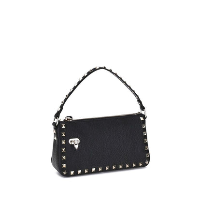 Valentino Garavani Black Calf Leather Rockstud Bos Taurus Shoulder Bag