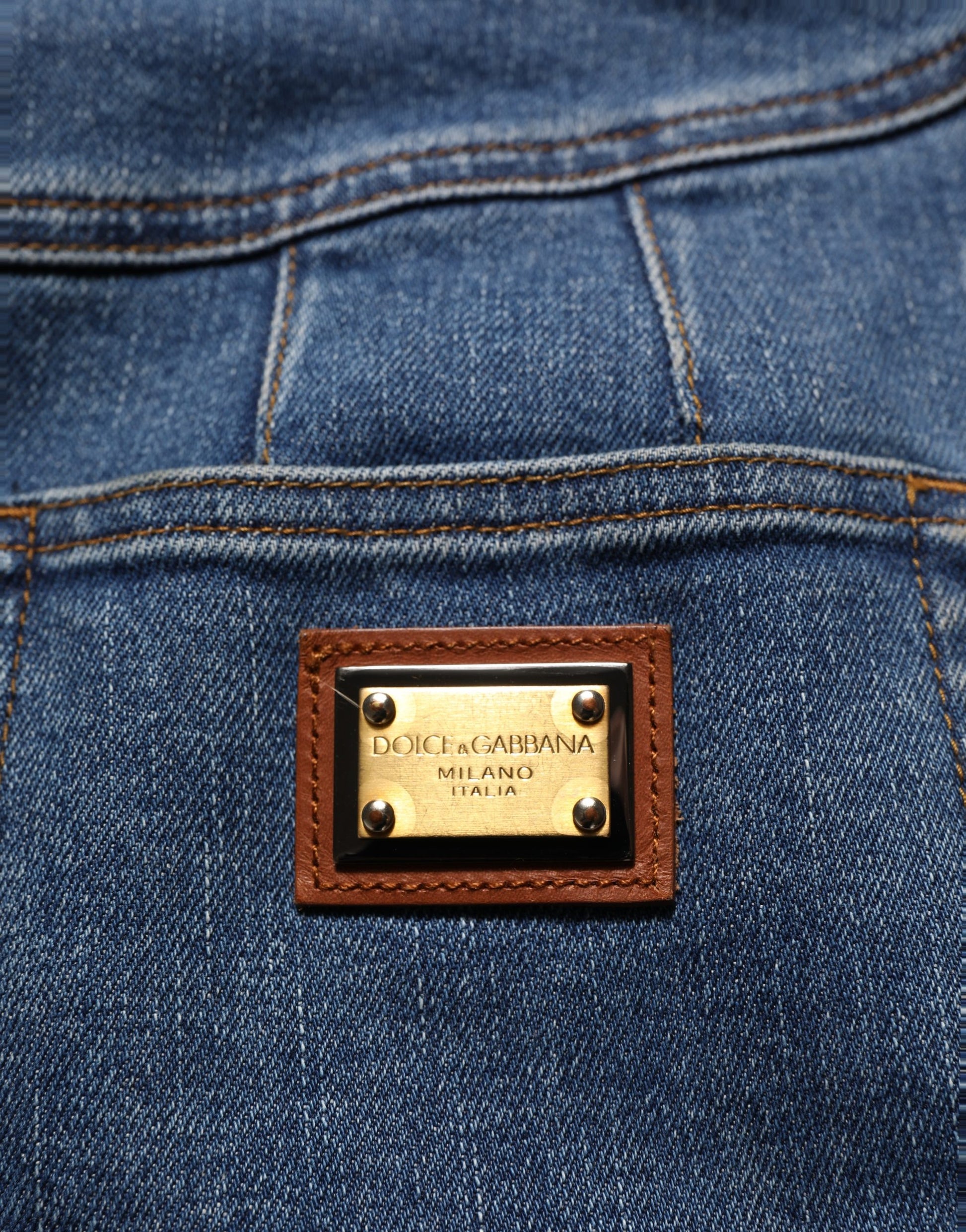 Dolce & Gabbana Dark Blue Cotton Stretch Tapered Denim Jeans