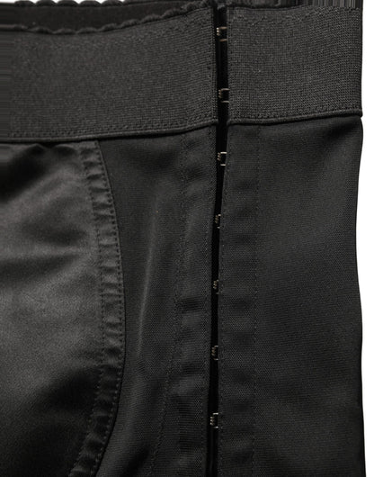 Dolce & Gabbana Black Nylon High-Waist Elastic Waistband Shorts