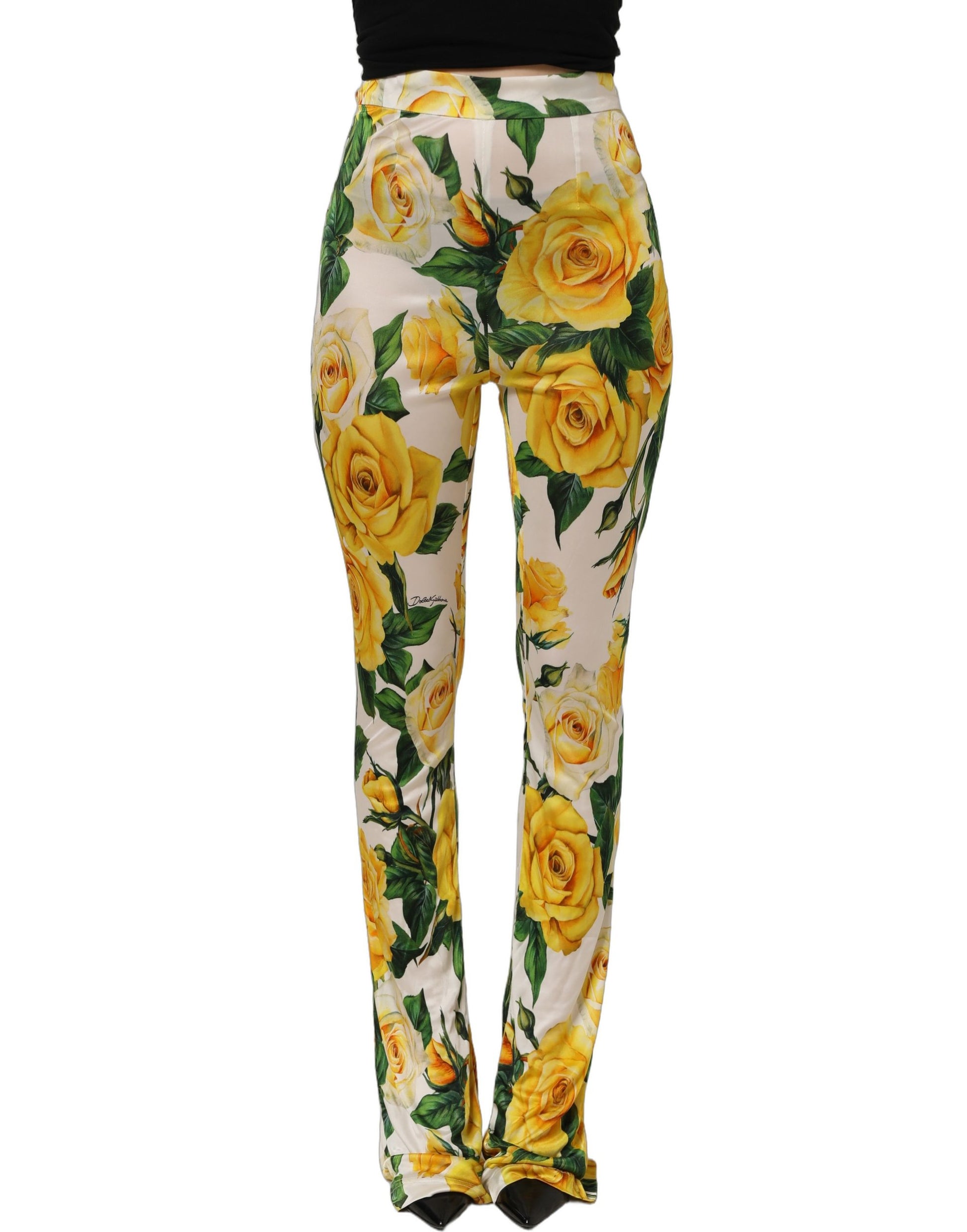 Dolce & Gabbana Multicolor Floral High Waist Straight Pants