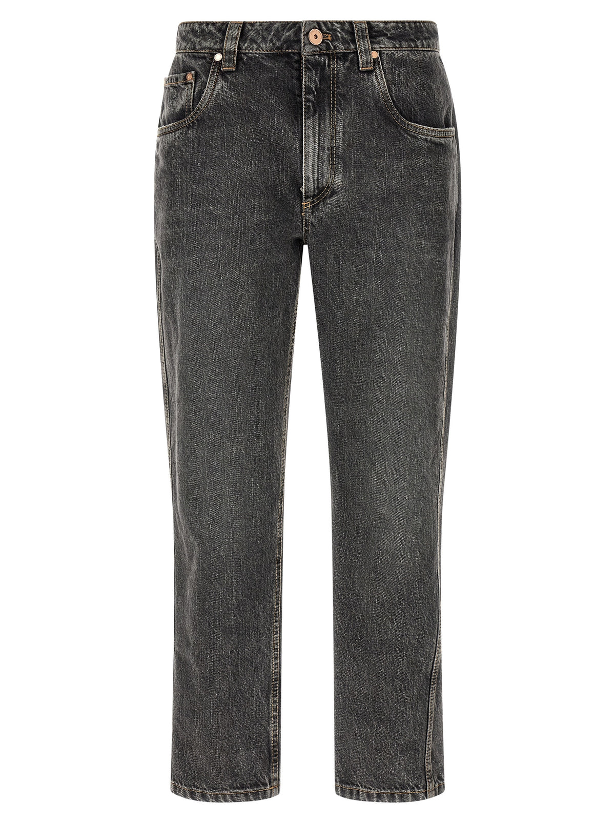 Brunello Cucinelli Gray Cotton Straight-Leg Jeans