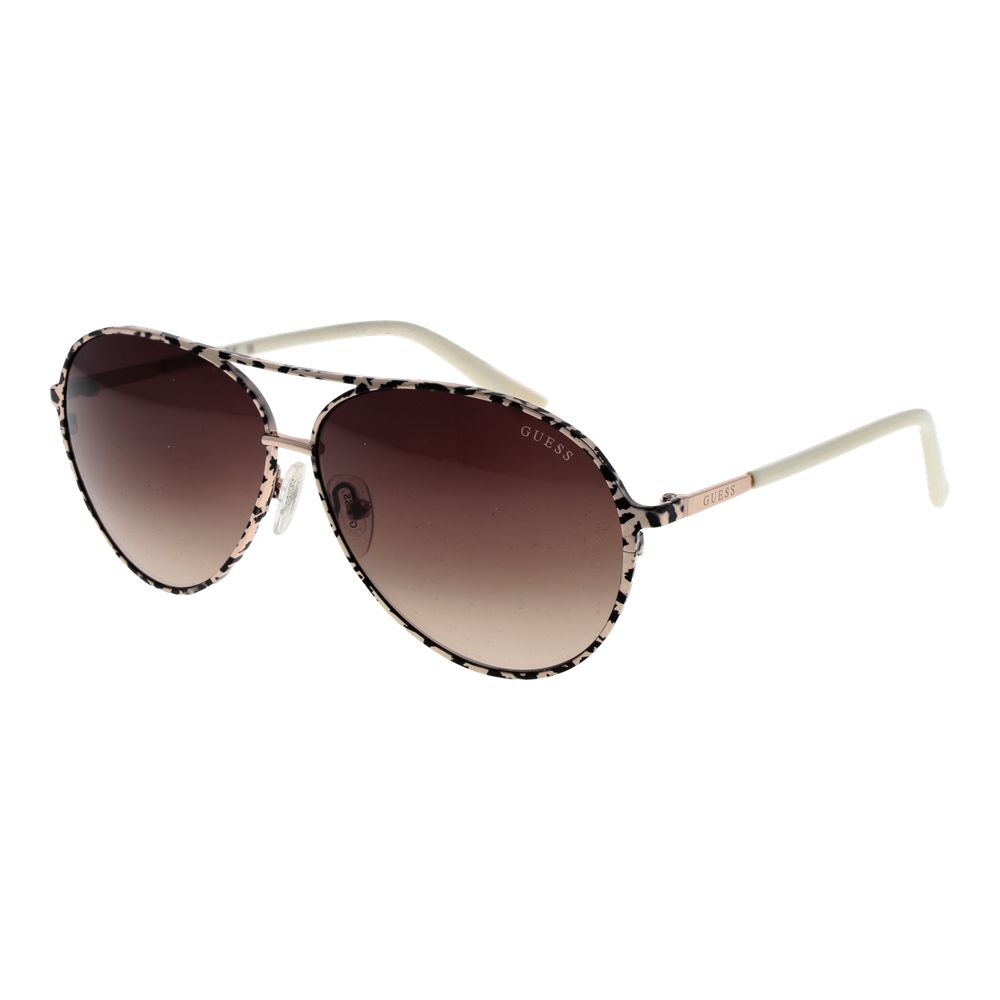Guess Women’s Sunglasses – Cream Aviator Frame with Brown Gradient Lenses