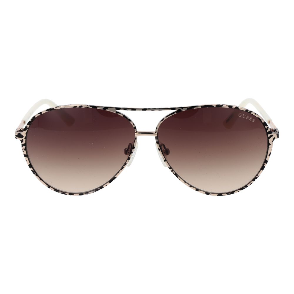 Guess Women’s Sunglasses – Cream Aviator Frame with Brown Gradient Lenses